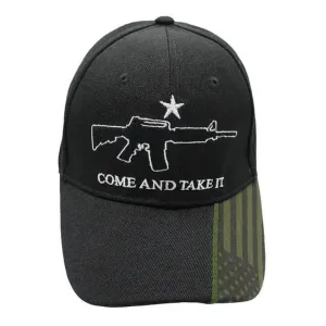 Come And Take It Custom Embroidered (Black/Olive) Hat w/Flag Bill