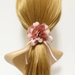 Flower Strap Bow Knot Pearl Ball Decorated Hair Elastic Ponytail Holder Hair Accessories For Women